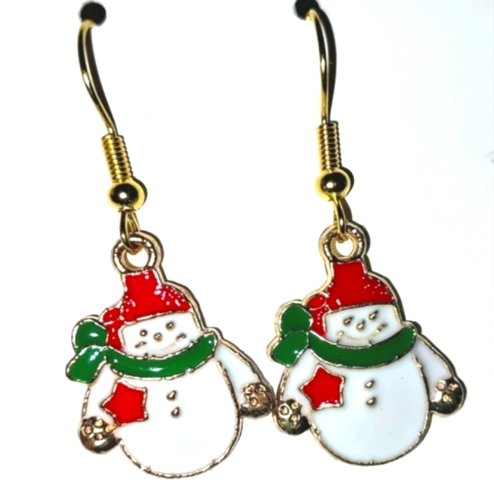 Snowman Holiday hand crafted dangle earrings